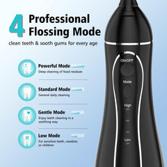 Close-up of flosser nozzle and water stream