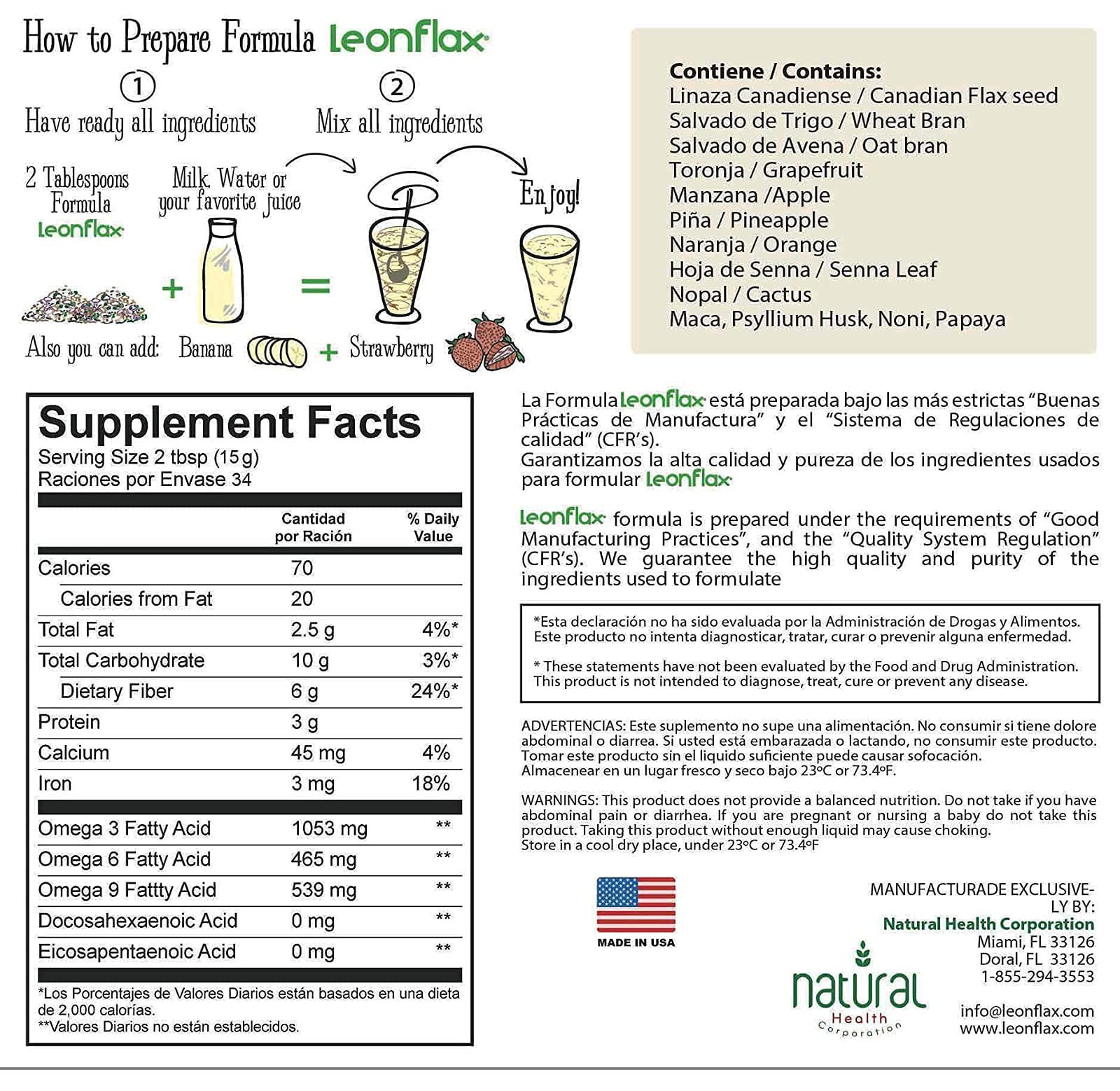Organic flaxseed blend with wheat bran, oat bran and psyllium