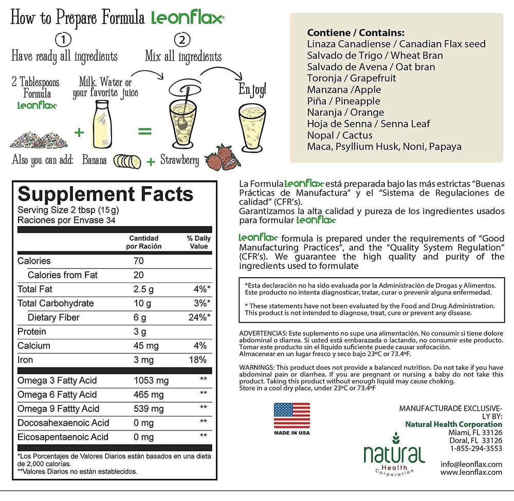 Organic flaxseed blend with wheat bran, oat bran and psyllium