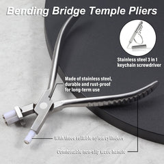 Three rollable nylon jaws for adjusting nose bridge and temples