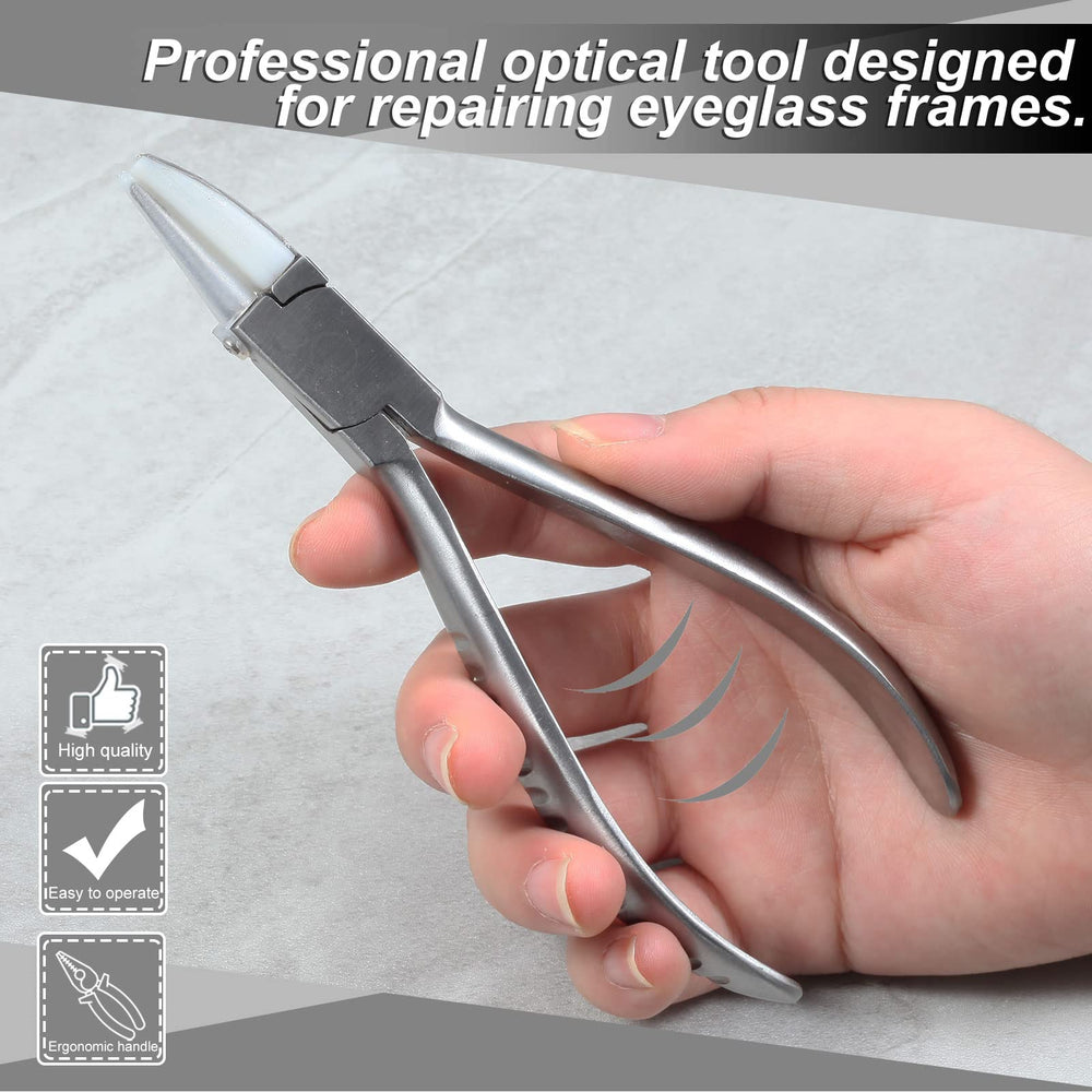 Hands-on use adjusting glasses frame width and grip