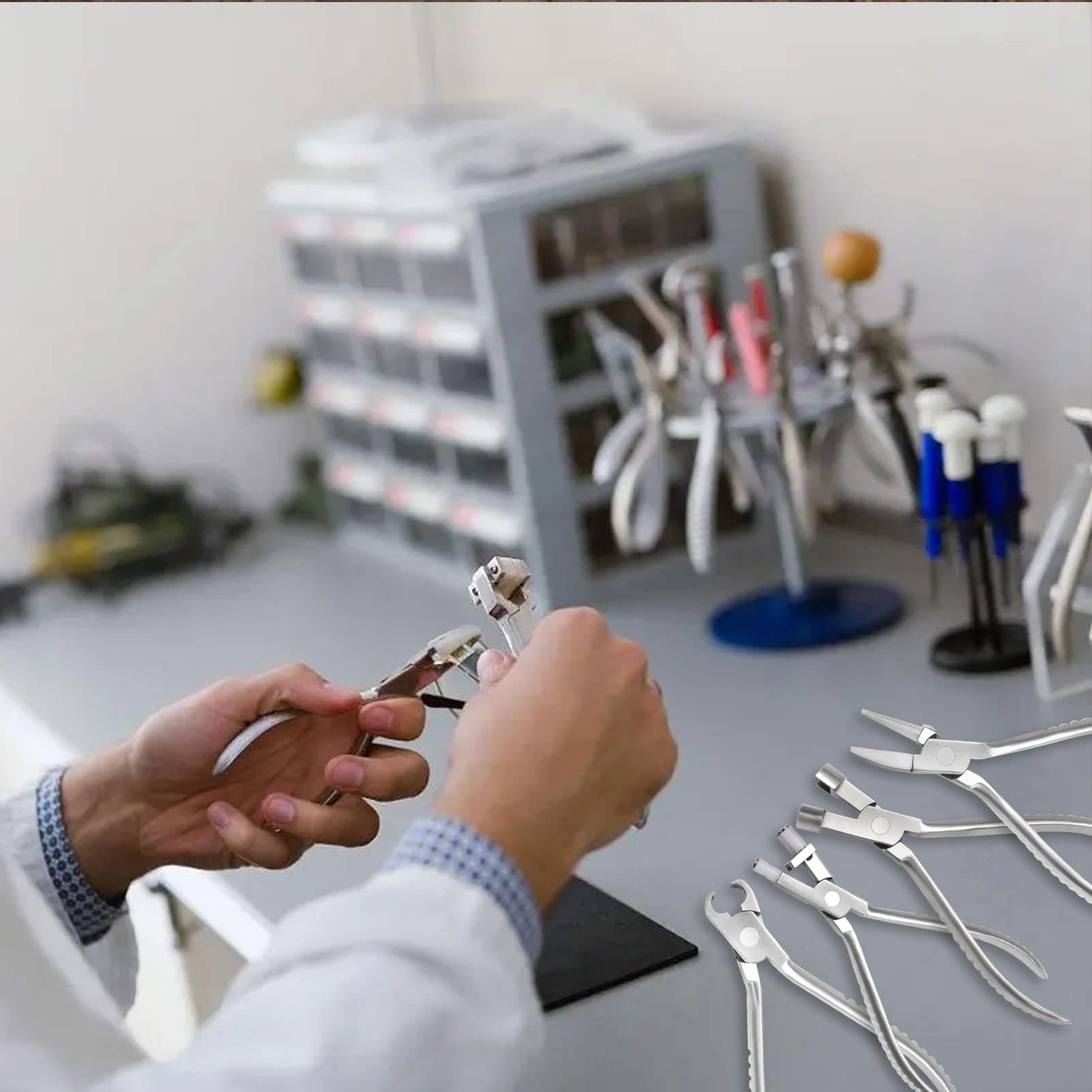 Set includes 1 plier and 1 precision screwdriver for eyewear repair