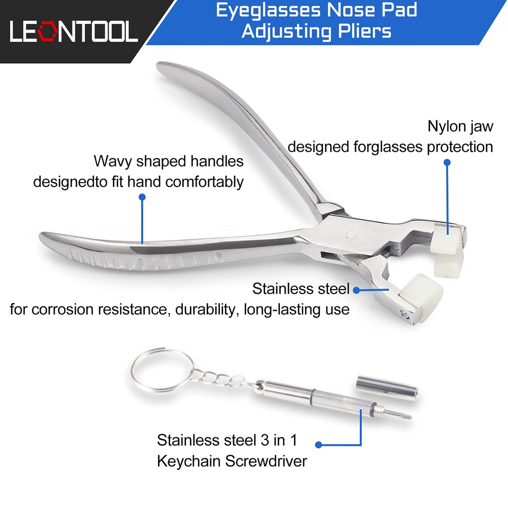 Close-up of nose pad adjusting pliers with nylon jaws
