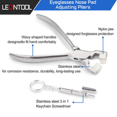 Close-up of nose pad adjusting pliers with nylon jaws