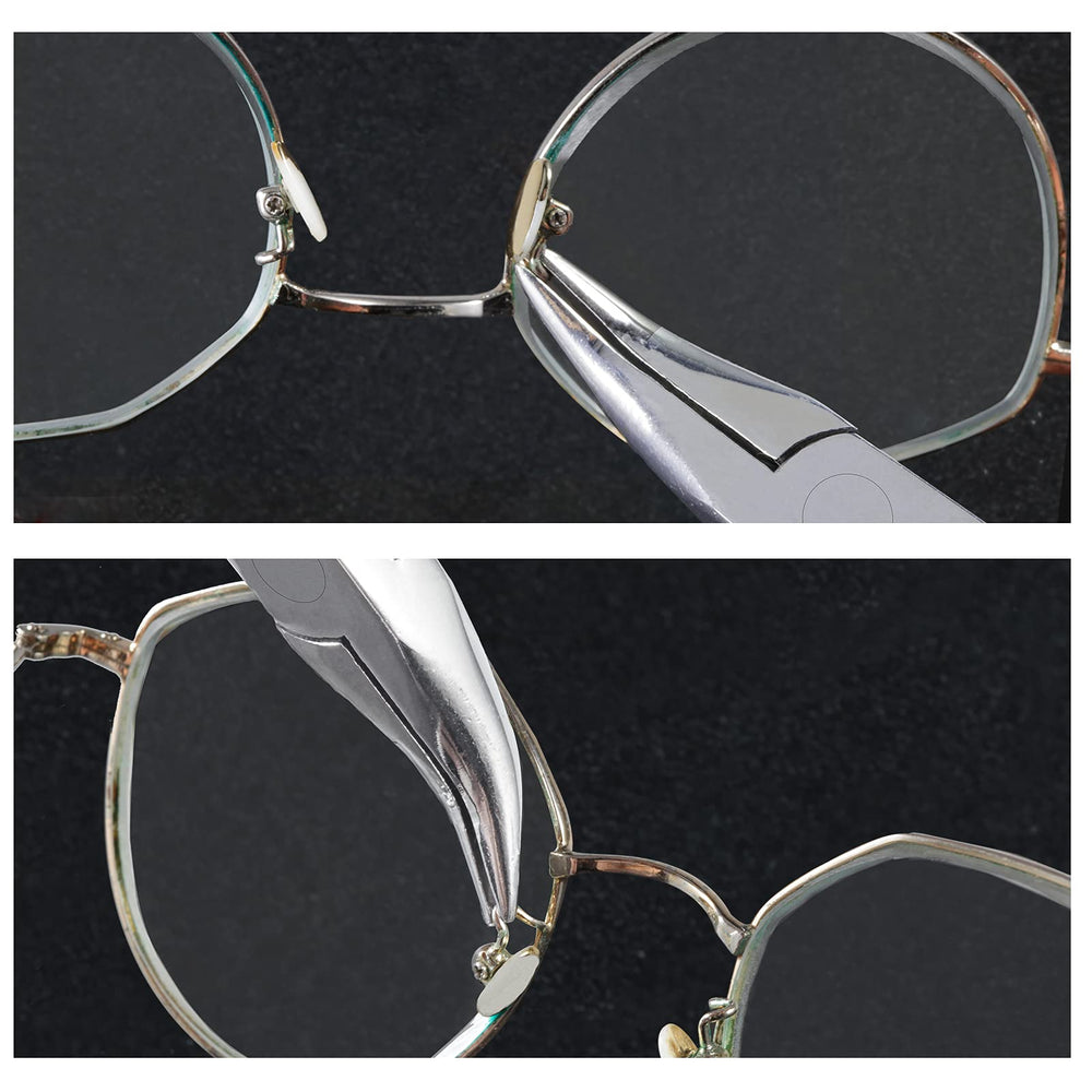 Stainless steel eyeglasses repair tool with nylon jaws