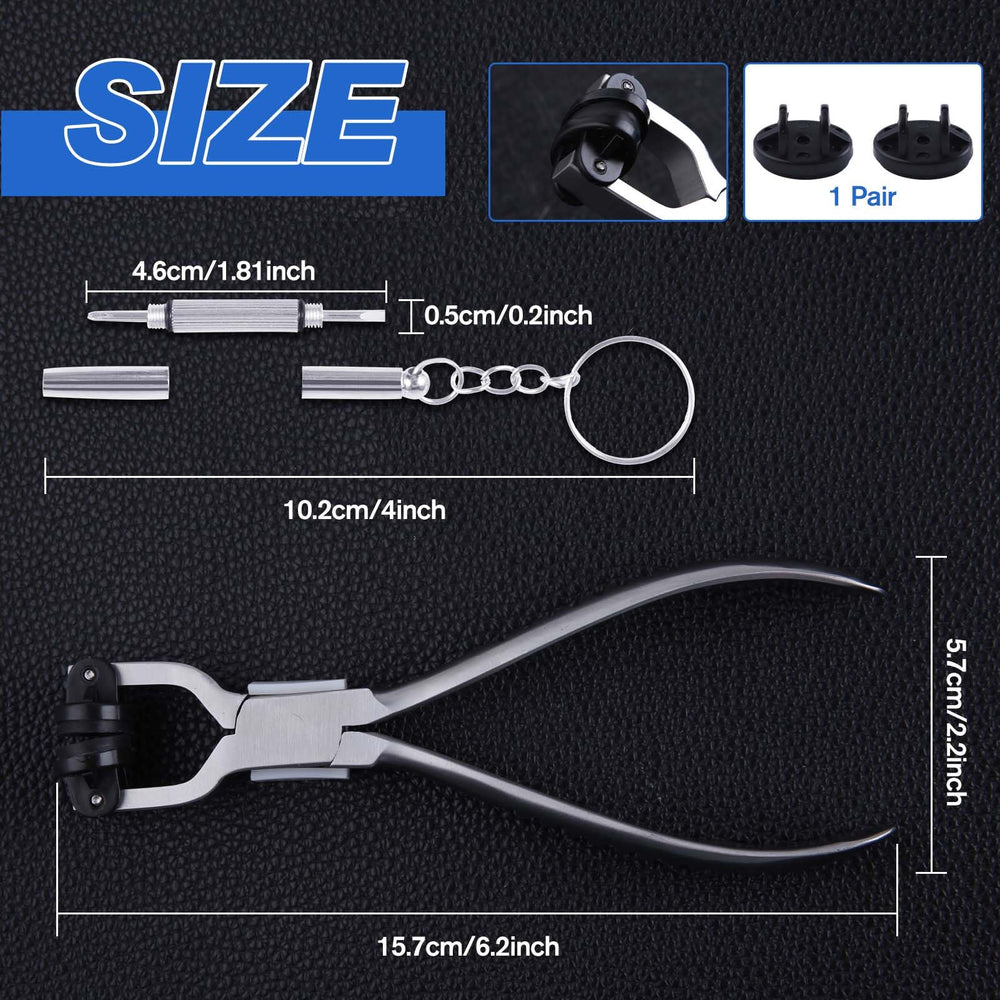 Close-up of spring-loaded pliers for astigmatism axis