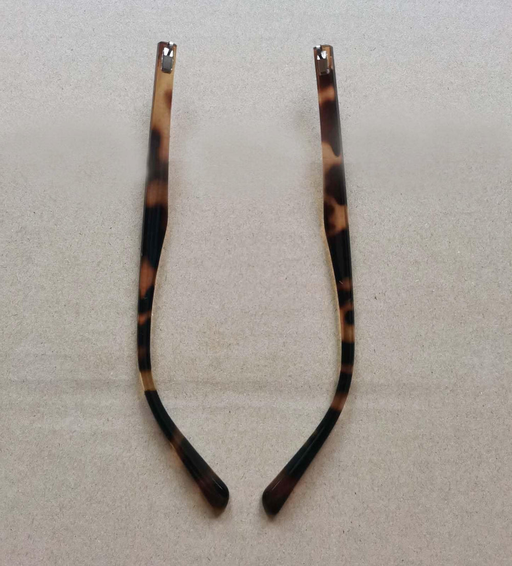 Leopard print eyewear arms close-up