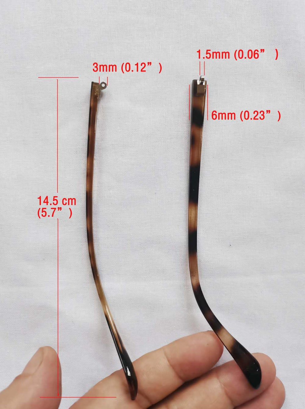 Close-up of leopard print glasses temple arms