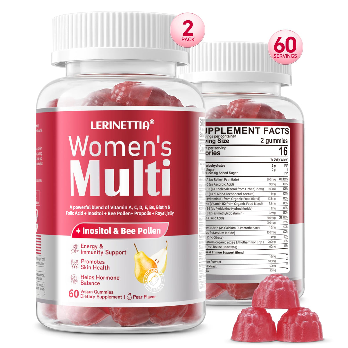 Front view of Lerinettia 50+ Women’s Multivitamins 120-count bottle