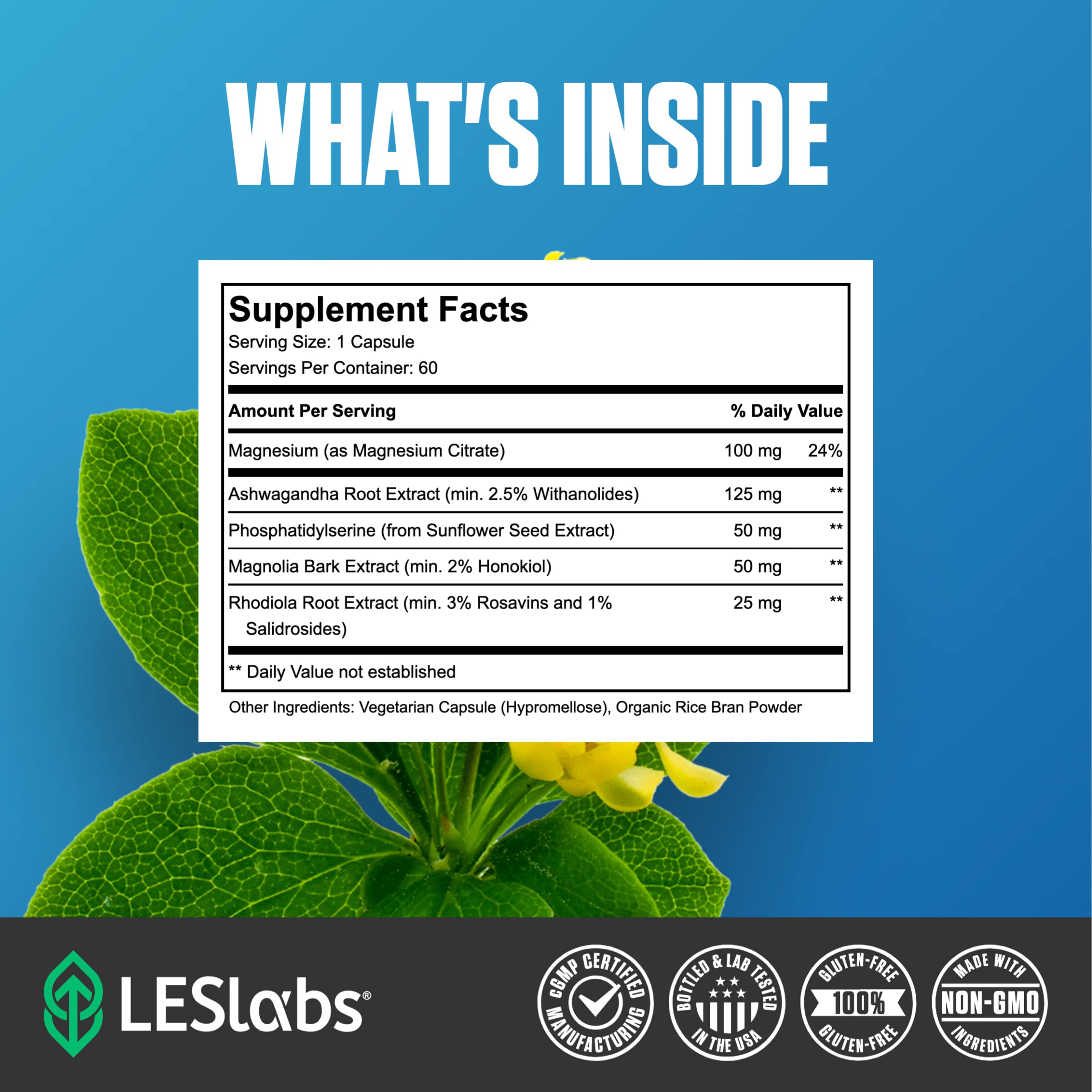 Non-GMO label on LES Labs Cortisol Health packaging