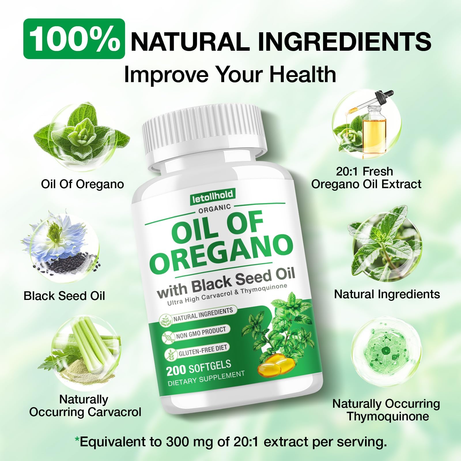 Letollhold black seed oil softgels label