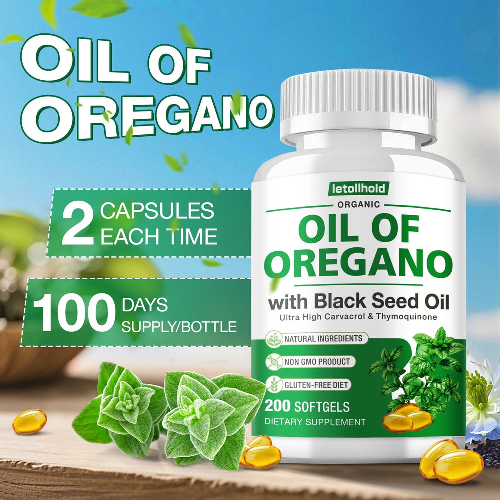 Oregano oil capsules with black seed oil ingredients
