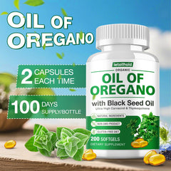 Oregano oil capsules with black seed oil ingredients