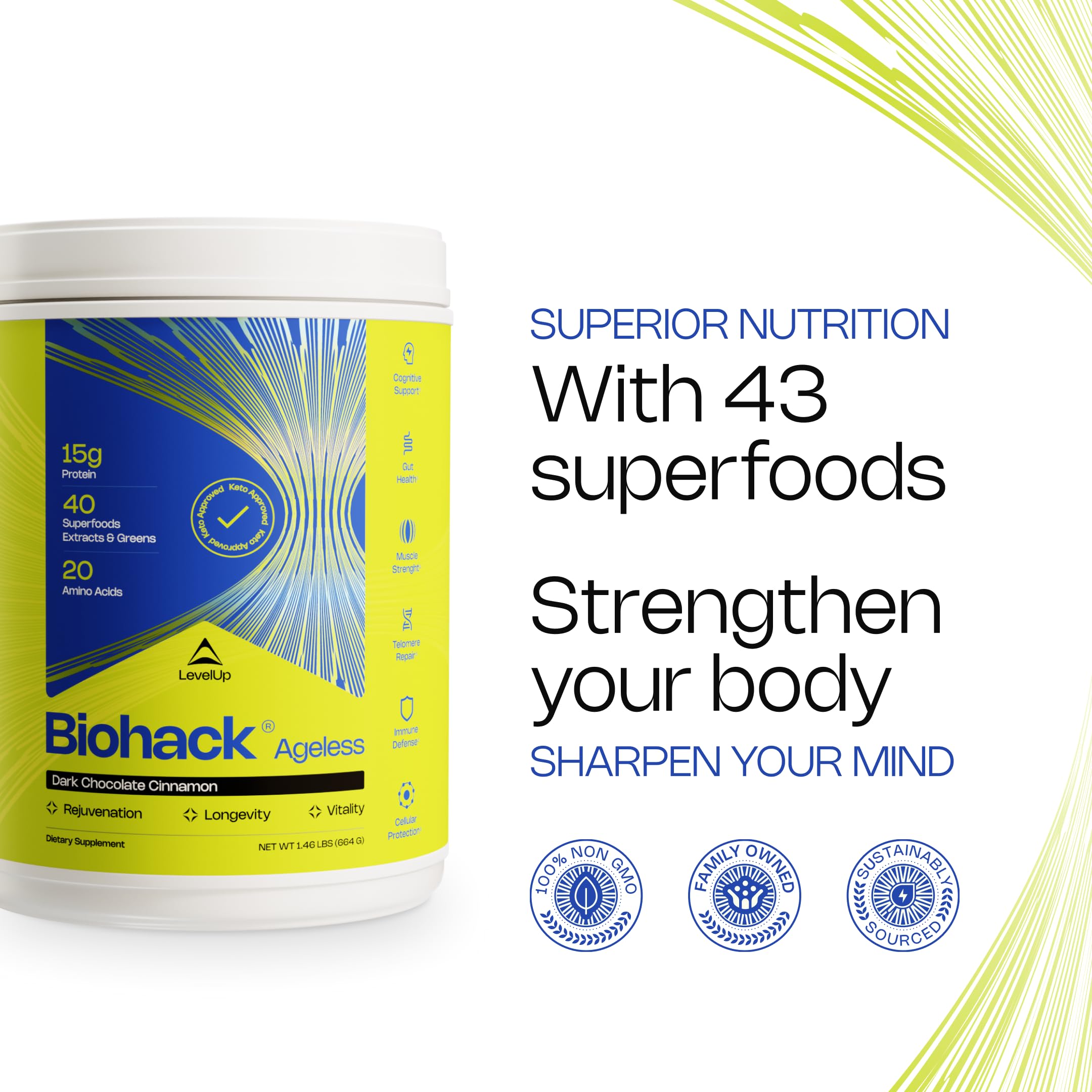 Over 40 superfoods and essential amino acids blend