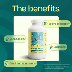 Ingredient panel showing non-GMO and hexane-free MCTs