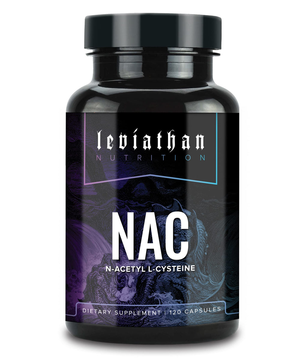 Leviathan Nutrition NAC supplement bottle front view with 600mg per capsule