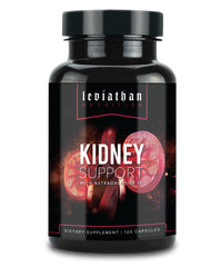 Leviathan Nutrition Super Kidney Cleanse bottle front shows premium kidney support formula for daily detox