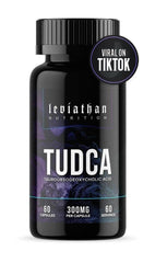Leviathan Nutrition TUDCA bottle front shows 60 capsules for a monthly supply.