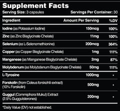 Close-up of Leviathan Thyroid Support bottle label