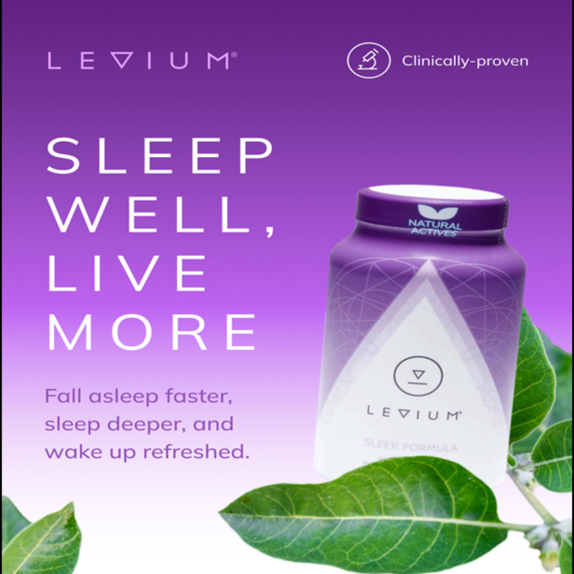 Overview shot of Levium Sleep Formula bottle