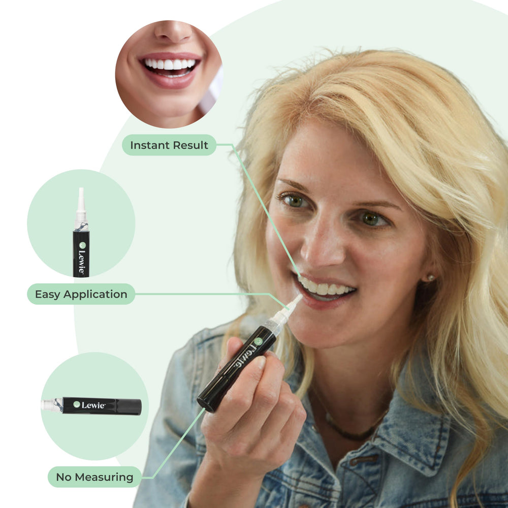 Detail of the dentist-created whitening pen