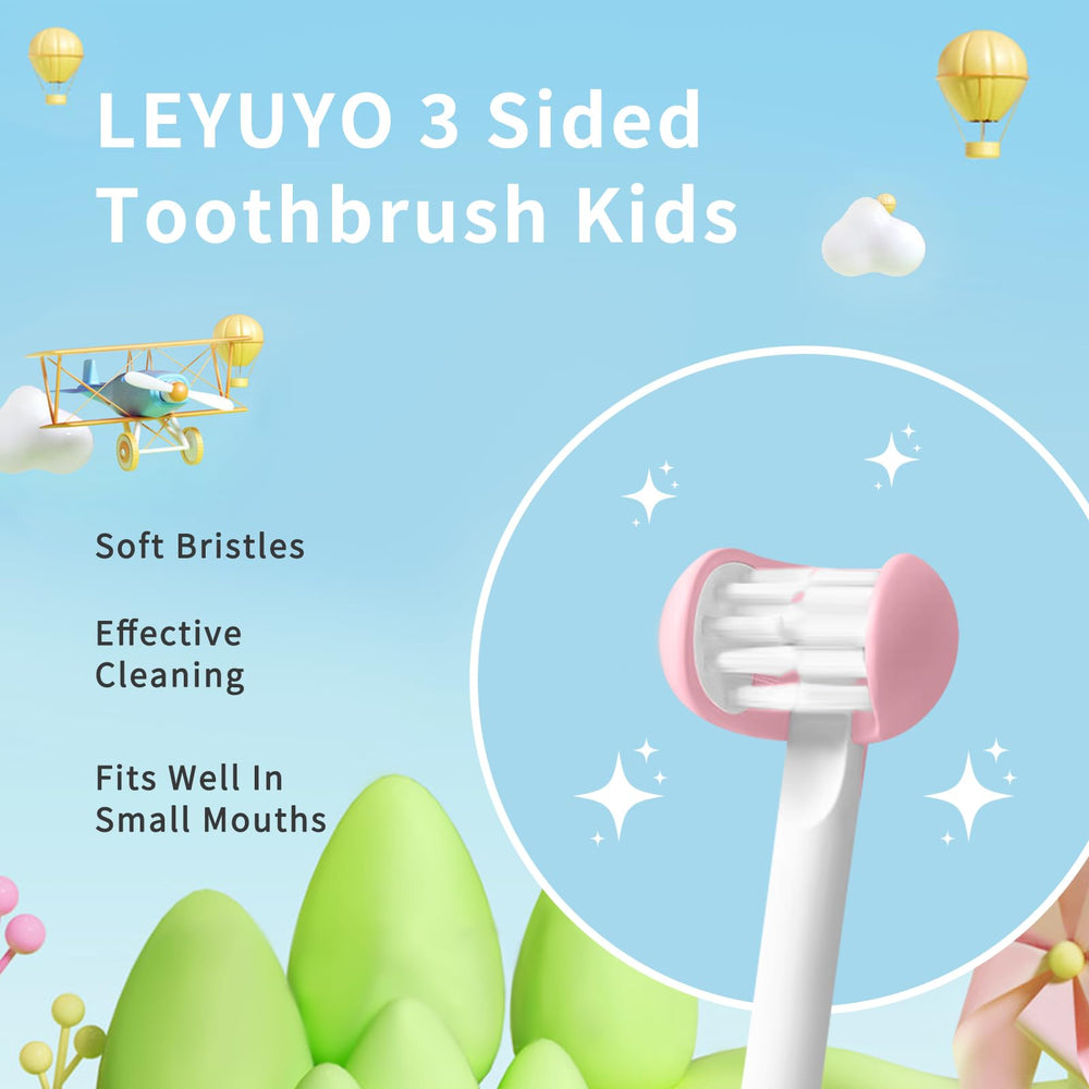 LEYUYO Kids Toothbrush ergonomic short handle for kids