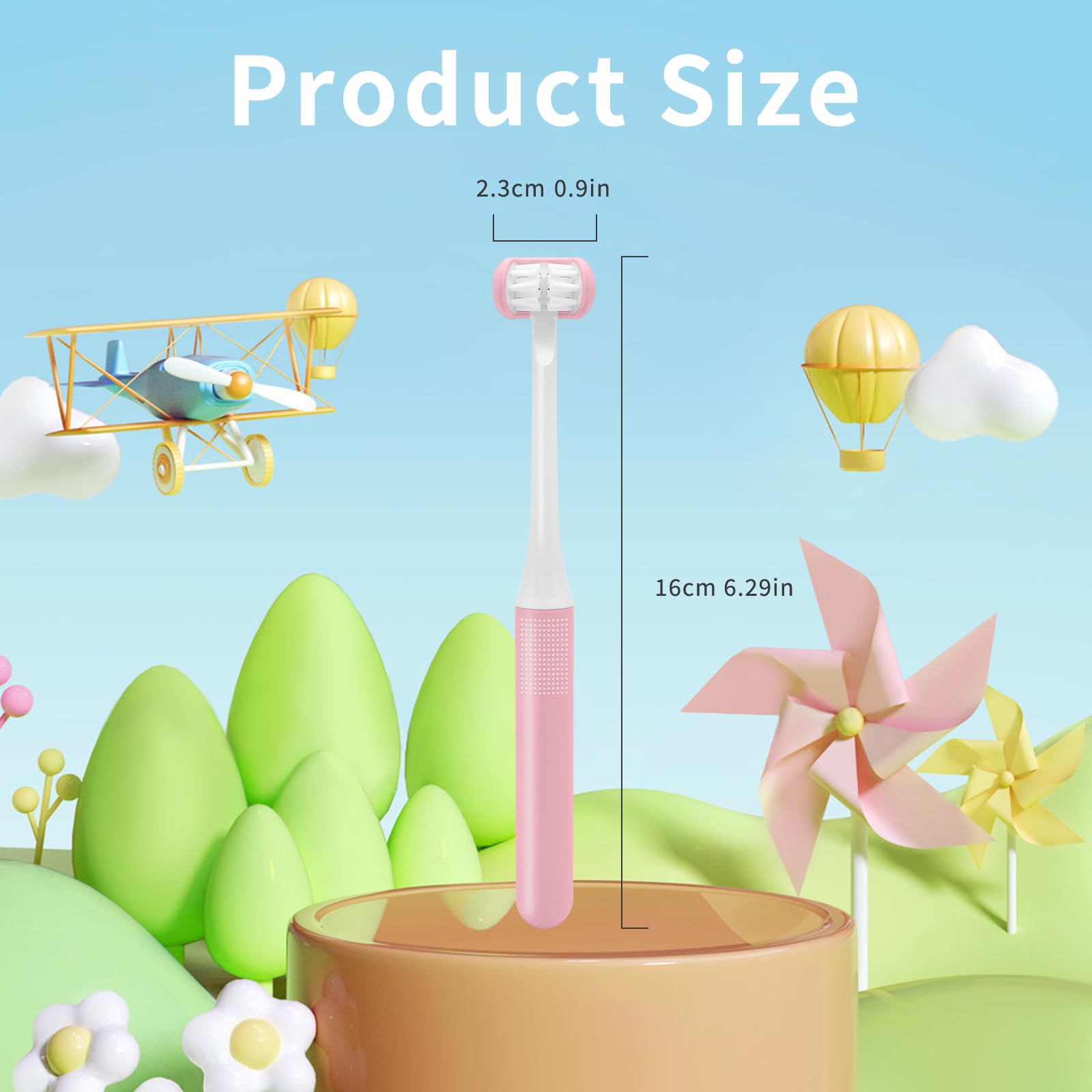 LEYUYO 3-Sided Toothbrush for Kids full product view