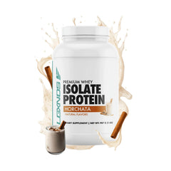 LGXNDS Horchata bottle shows premium whey for lean muscle support.