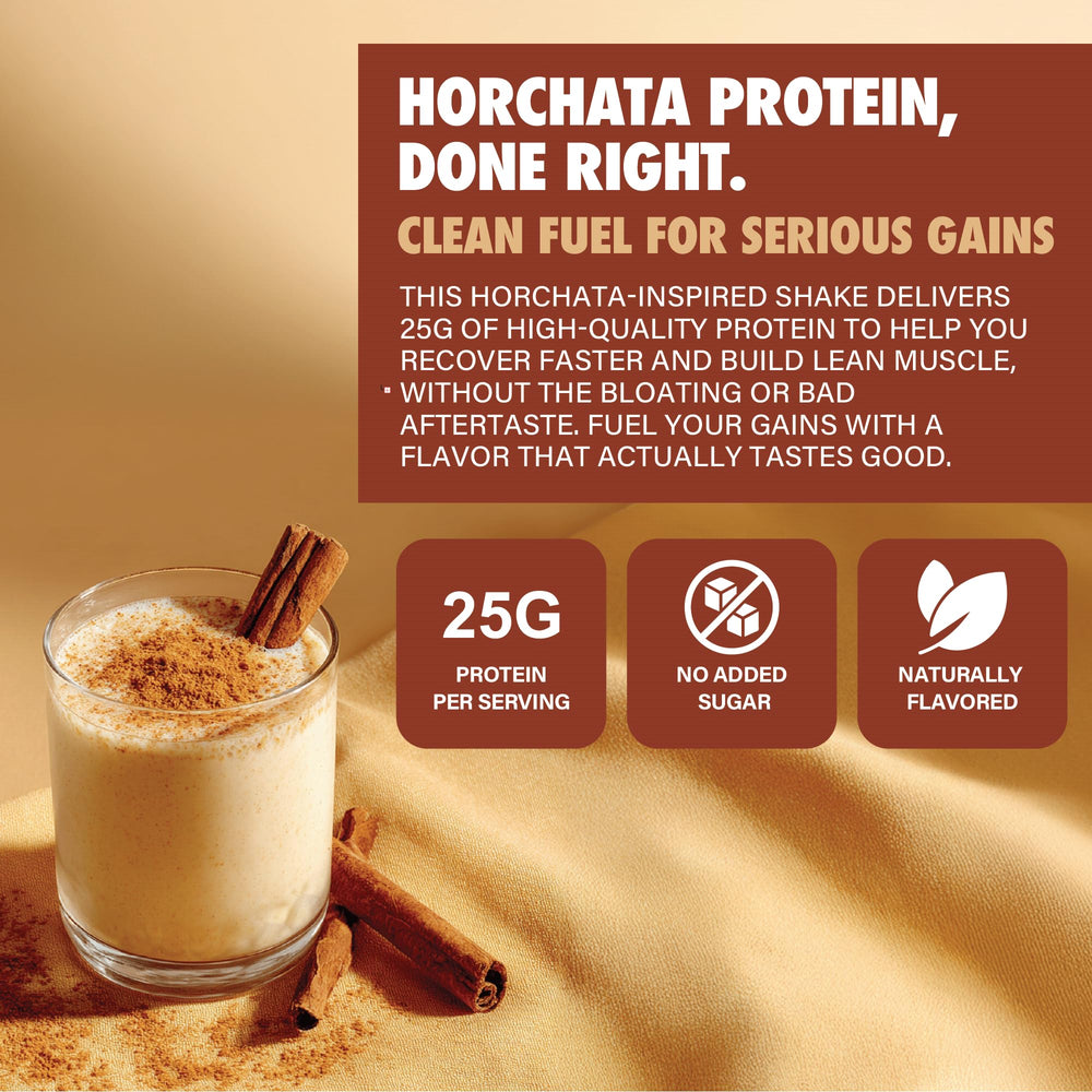 LGXNDS horchata shake being poured illustrates tasty recovery shake.