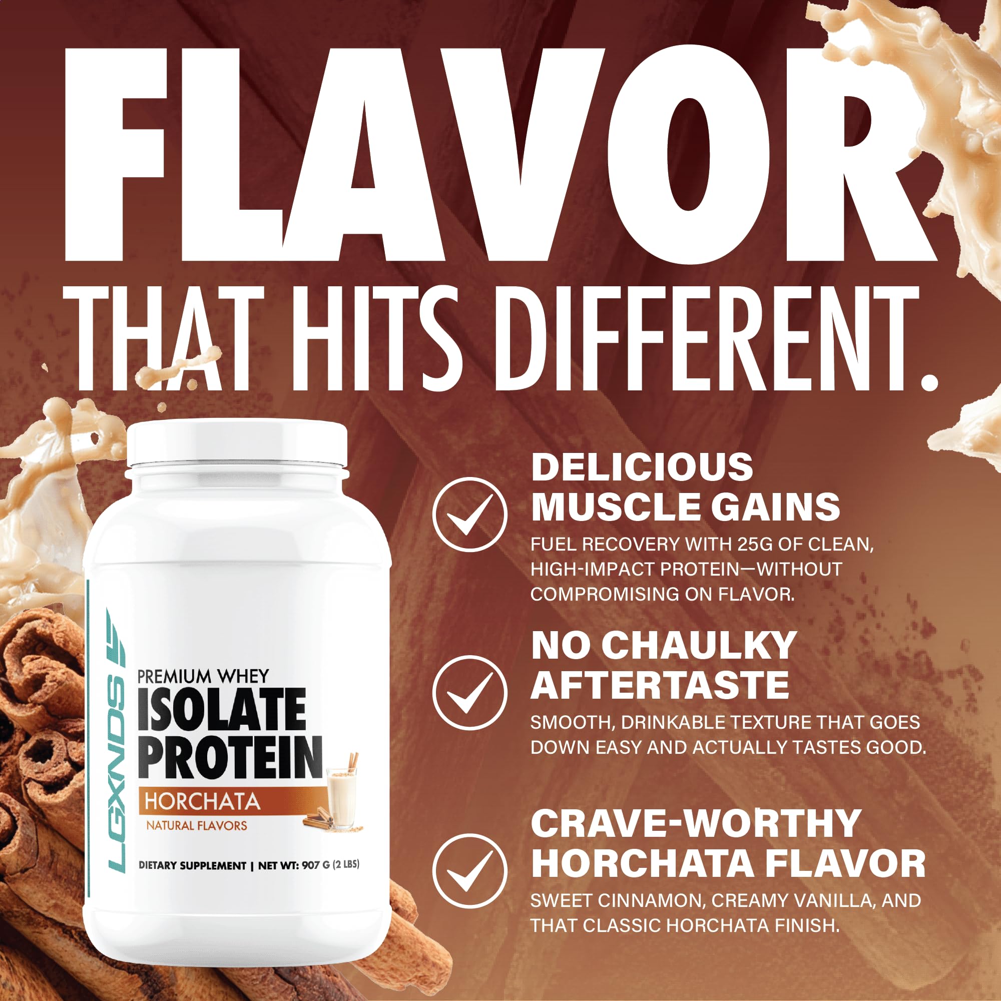 LGXNDS no added sugar icon signals a lighter daily protein option.