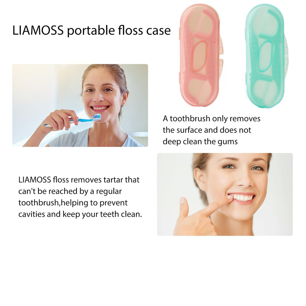 Close-up of mint-flavored twin-line floss picks