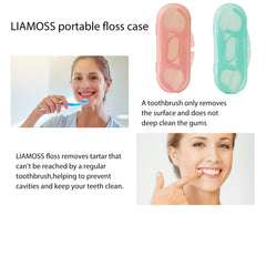 Close-up of mint-flavored twin-line floss picks