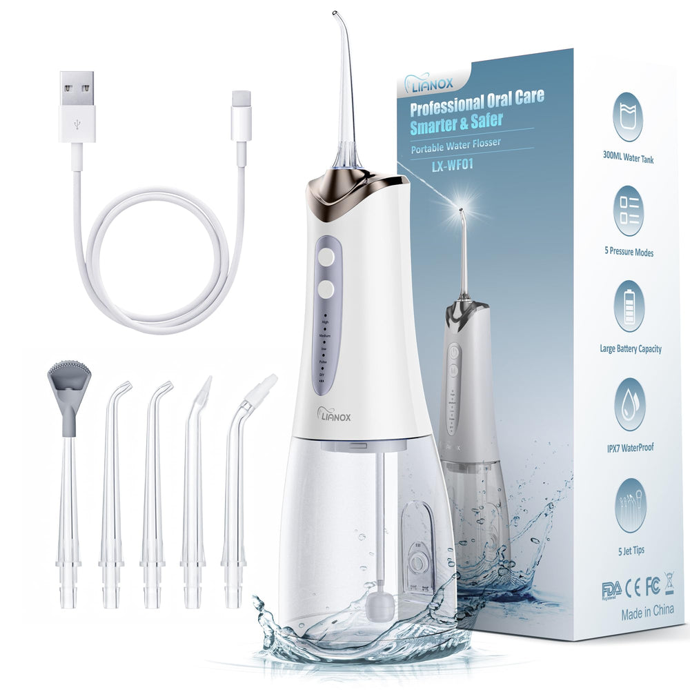 Front view of Lianox cordless water flosser
