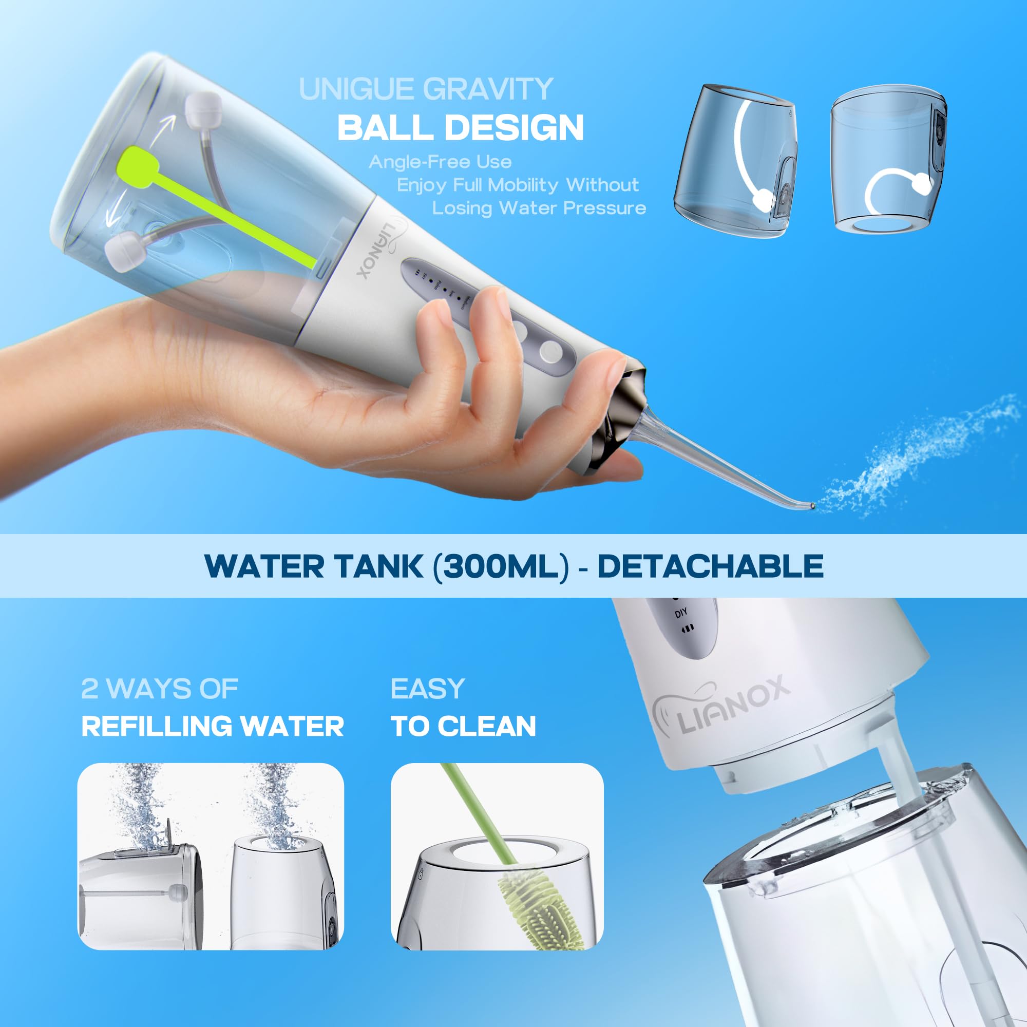 USB charging and travel-friendly design of Lianox flosser