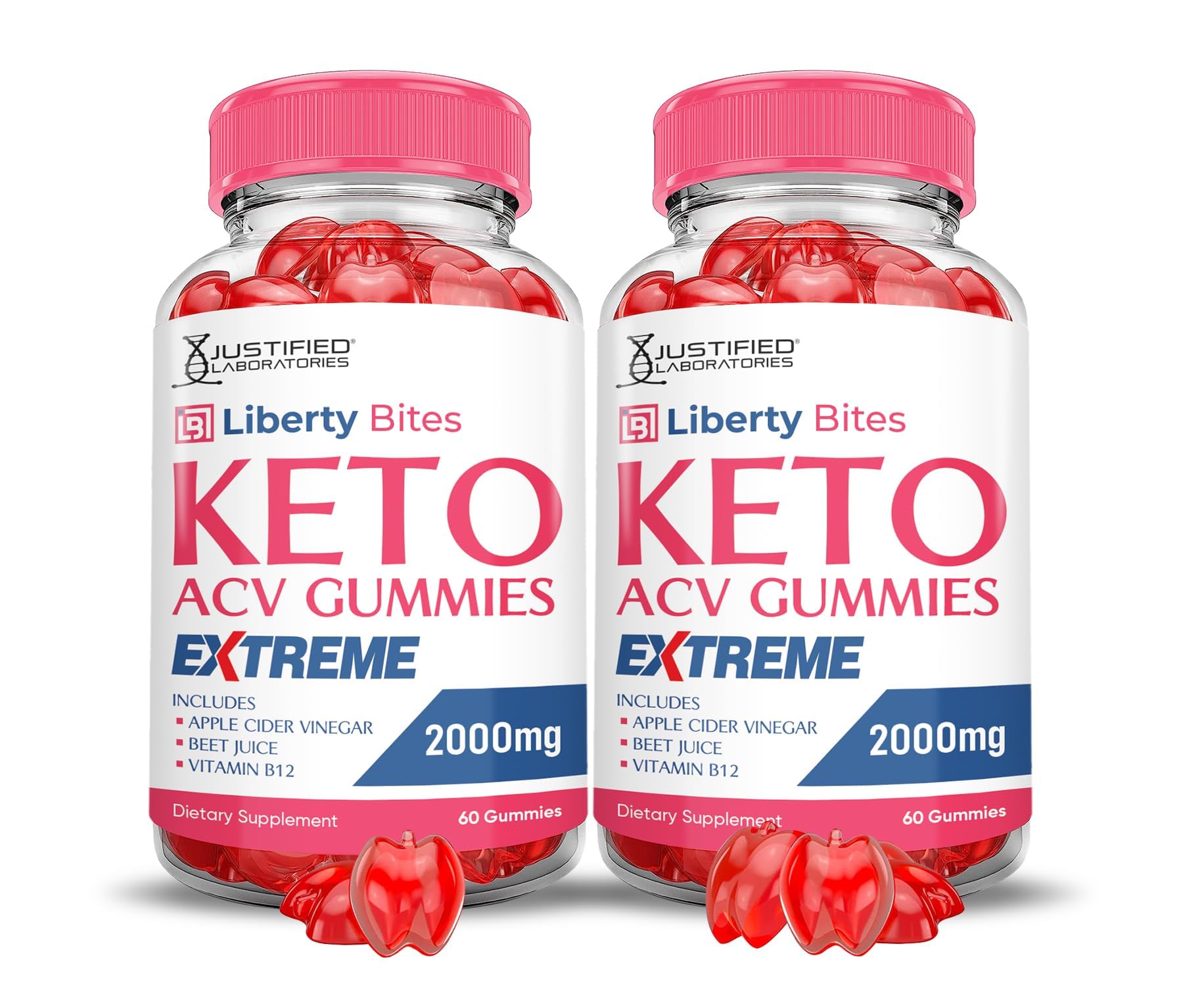 Justified Laboratories Liberty Bites Keto ACV Gummies bottle on white background