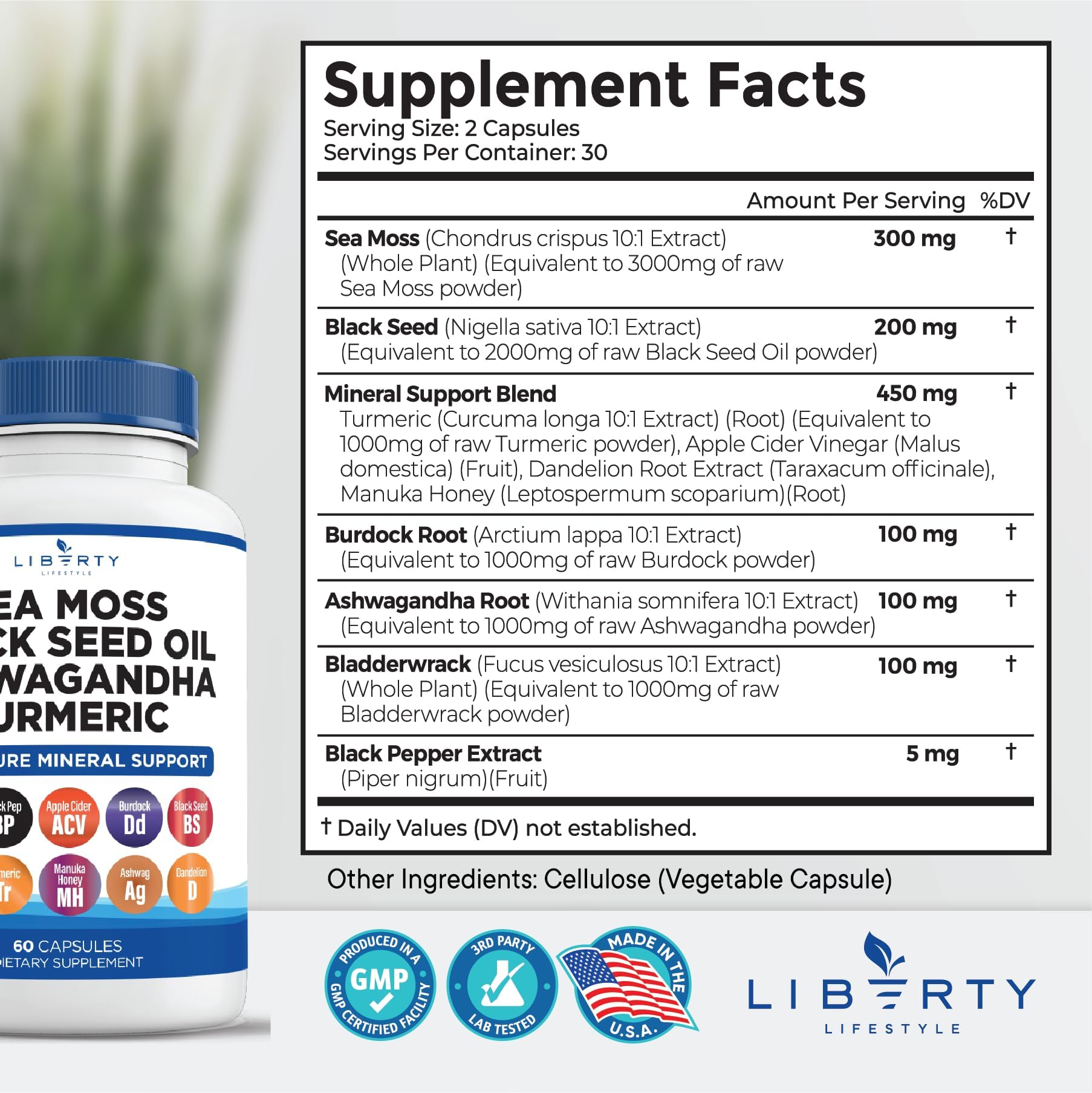 All-in-1 Sea Moss capsules with Ashwagandha and Turmeric