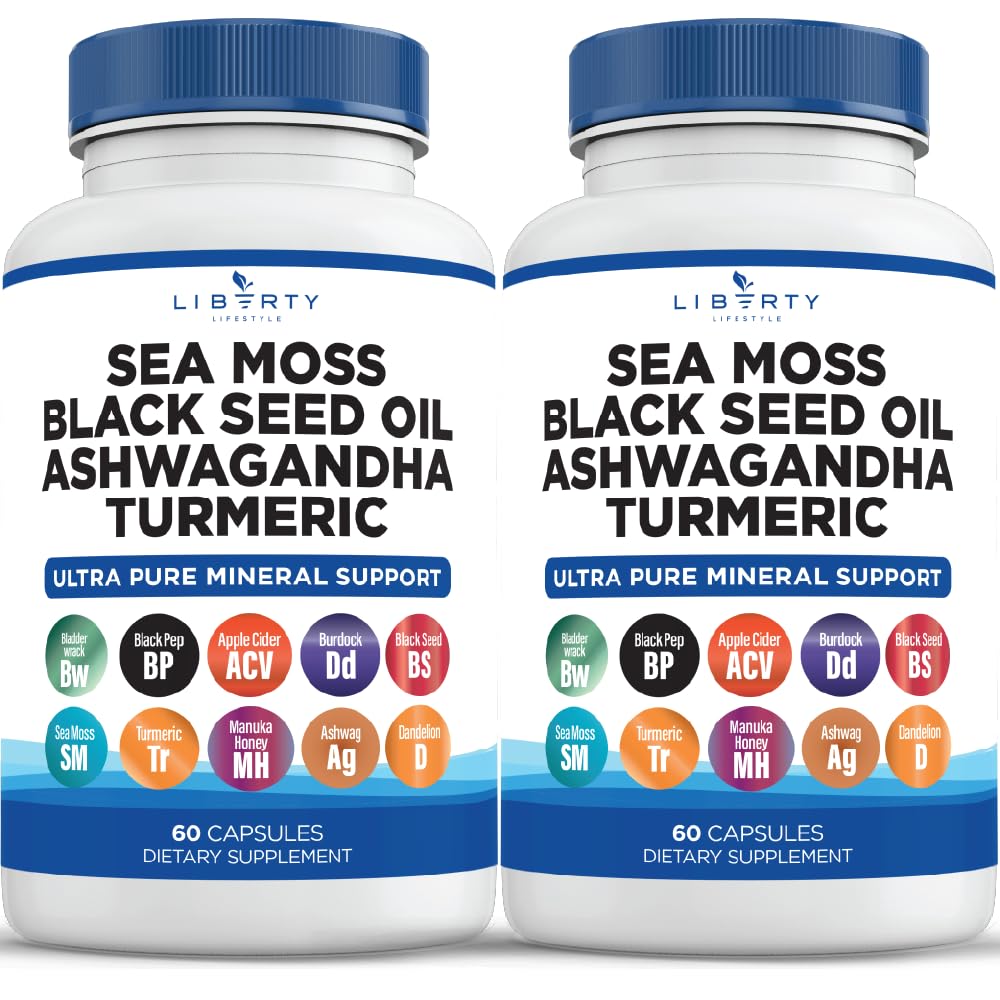 Liberty Lifestyle Sea Moss and Black Seed Oil 2-Pack label