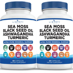 Liberty Lifestyle Sea Moss and Black Seed Oil 2-Pack label