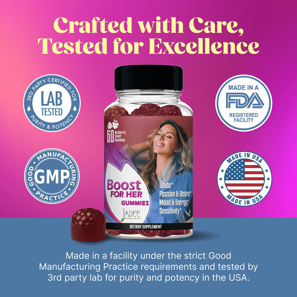 Joyful woman feeling confident after taking Libido Booster for Women Gummies