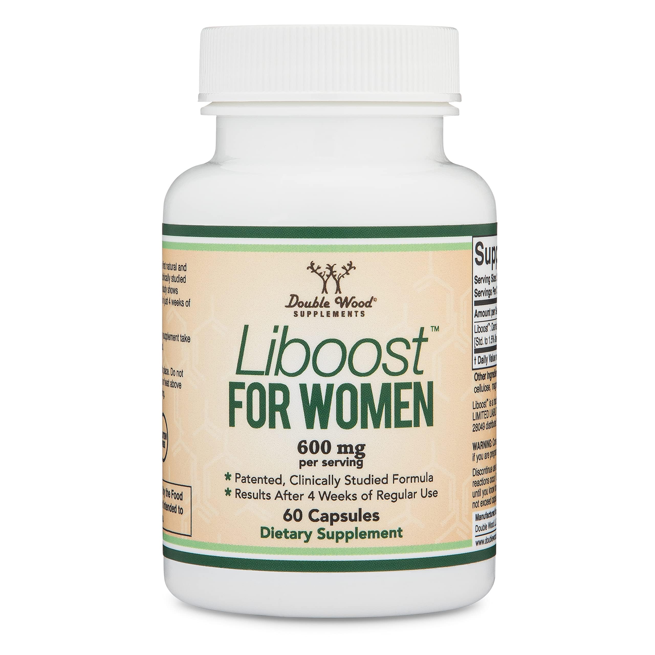 Double Wood wellness and third-party testing seal on Liboost packaging