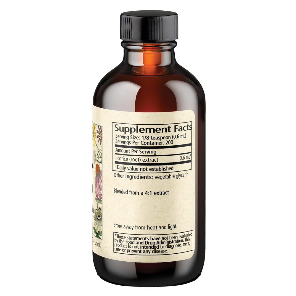 Licorice botanical syrup imagery for digestive support