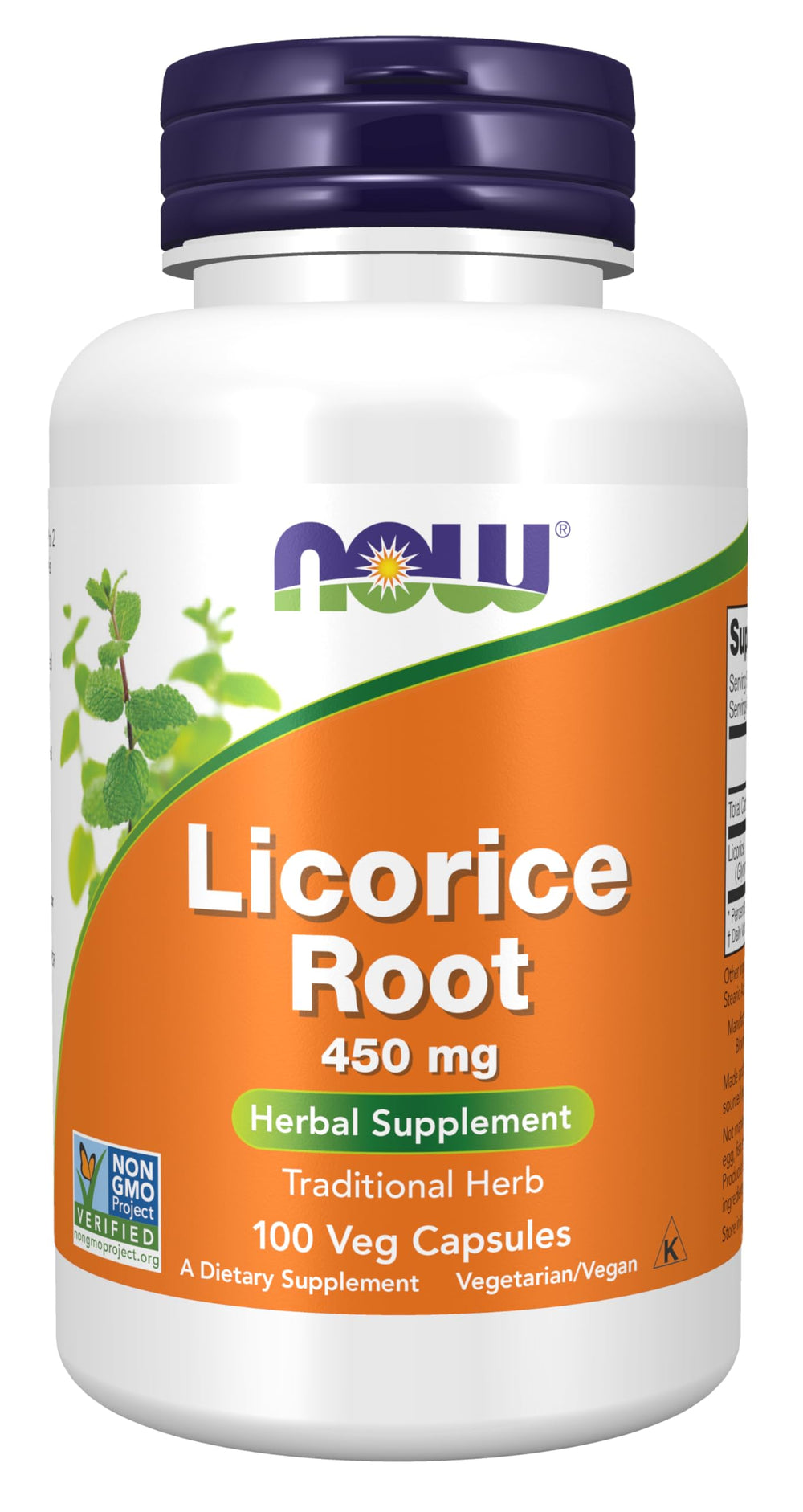 NOW Licorice Root 450 mg bottle – front view