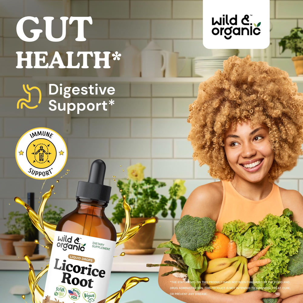 Ingredients list indicating vegan, GMO-free licorice tincture