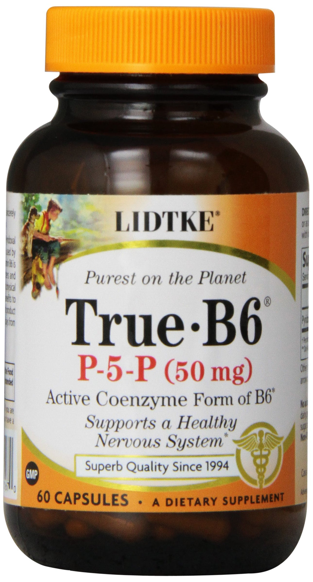 Front view of Lidtke True B6 Capsules bottle