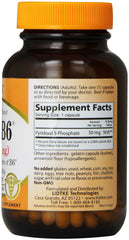 Label indicates 50 mg vitamin B6 per capsule