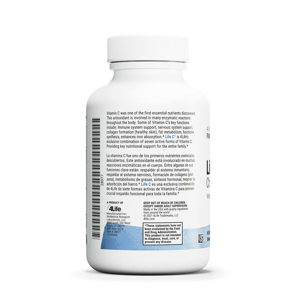 Nutrition facts panel of Life C bottle