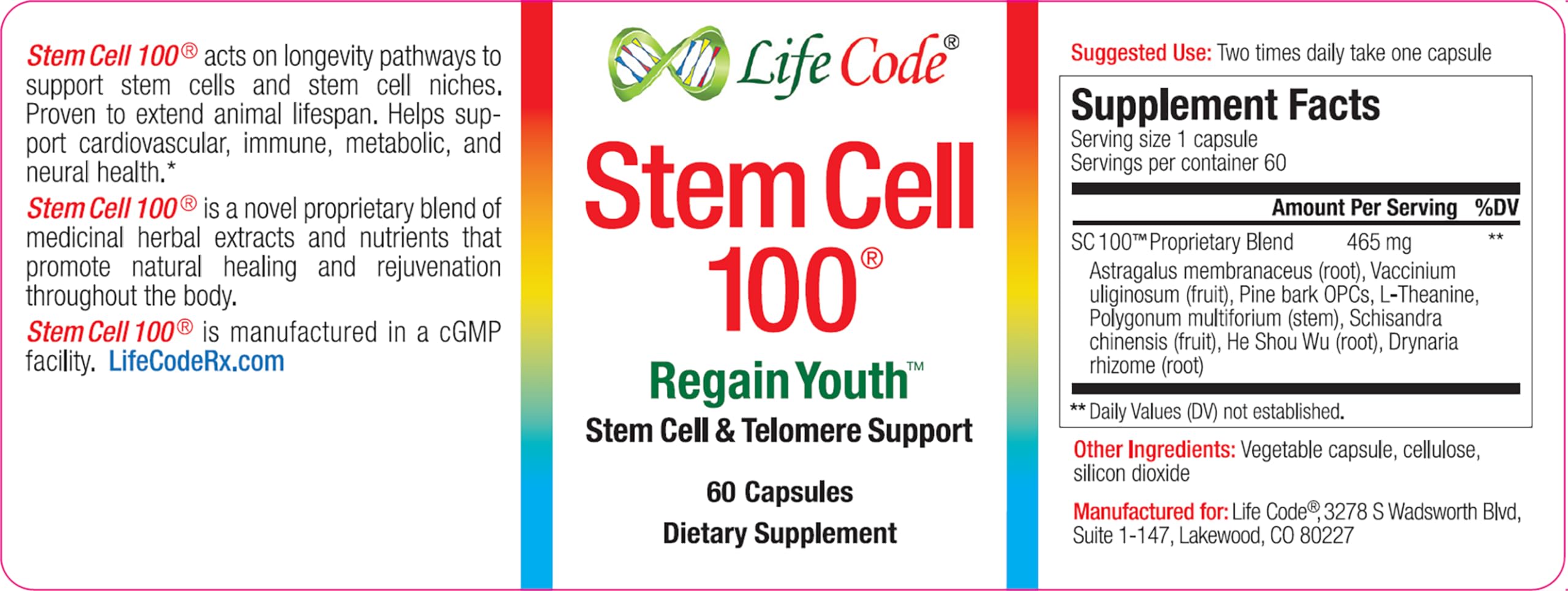 Close-up of Stem Cell 100 capsules
