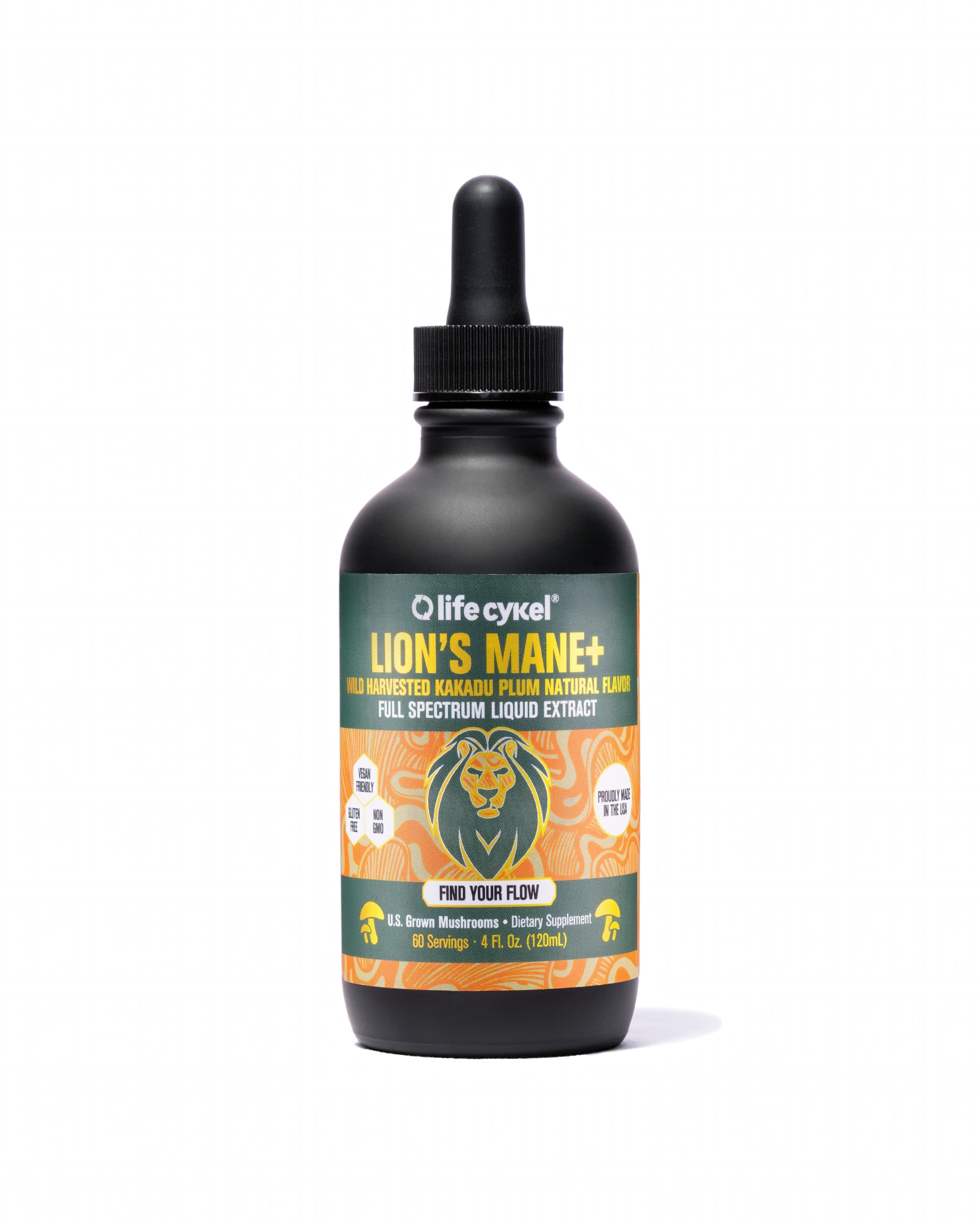 Life Cykel Lion's Mane Mushroom Extract with Kakadu Plum bottle and label