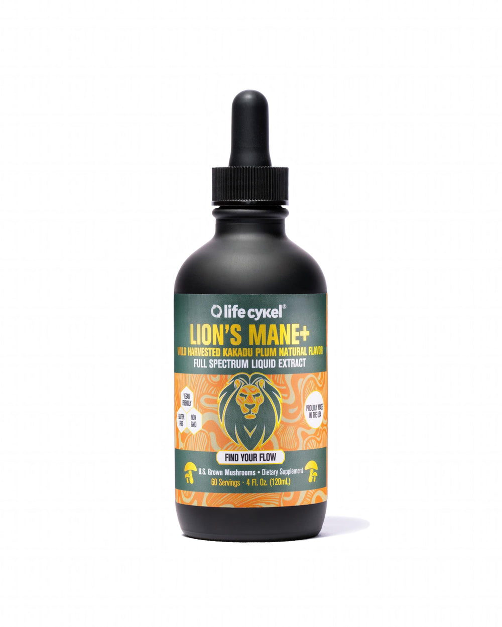Life Cykel Lion's Mane Mushroom Extract with Kakadu Plum bottle and label