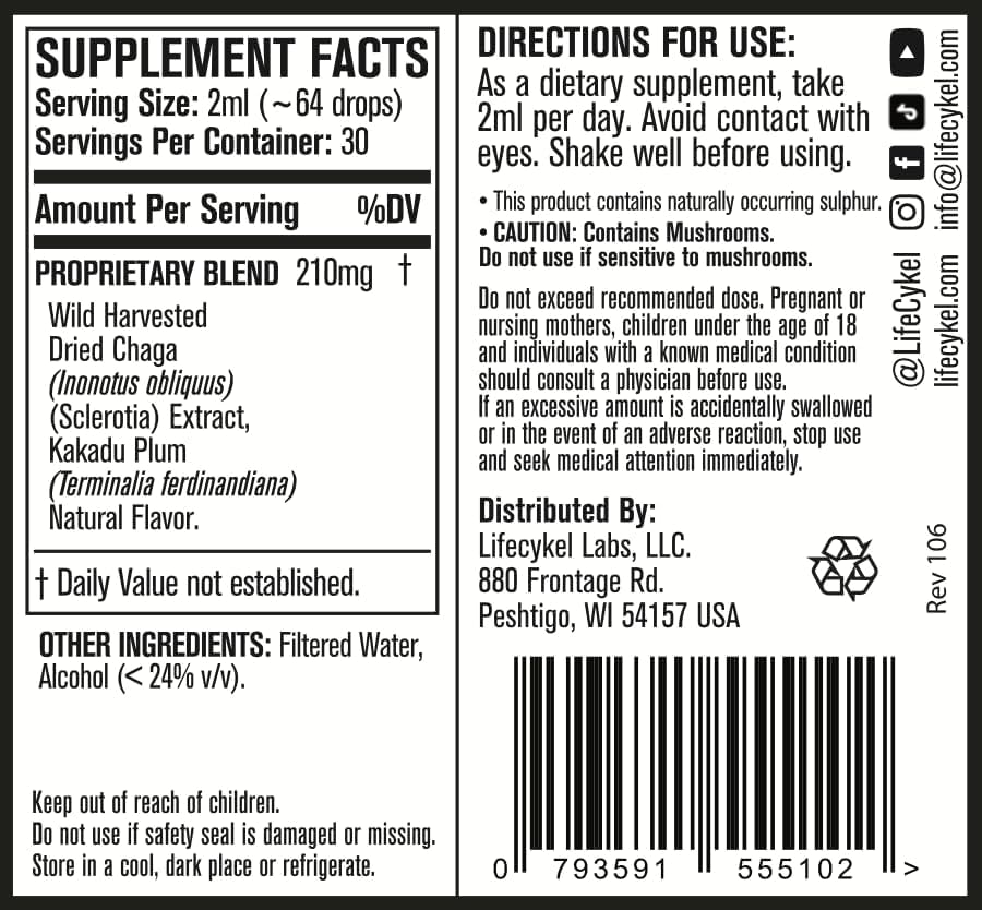 Back view of Life Cykel This is It Pack bottle showing label